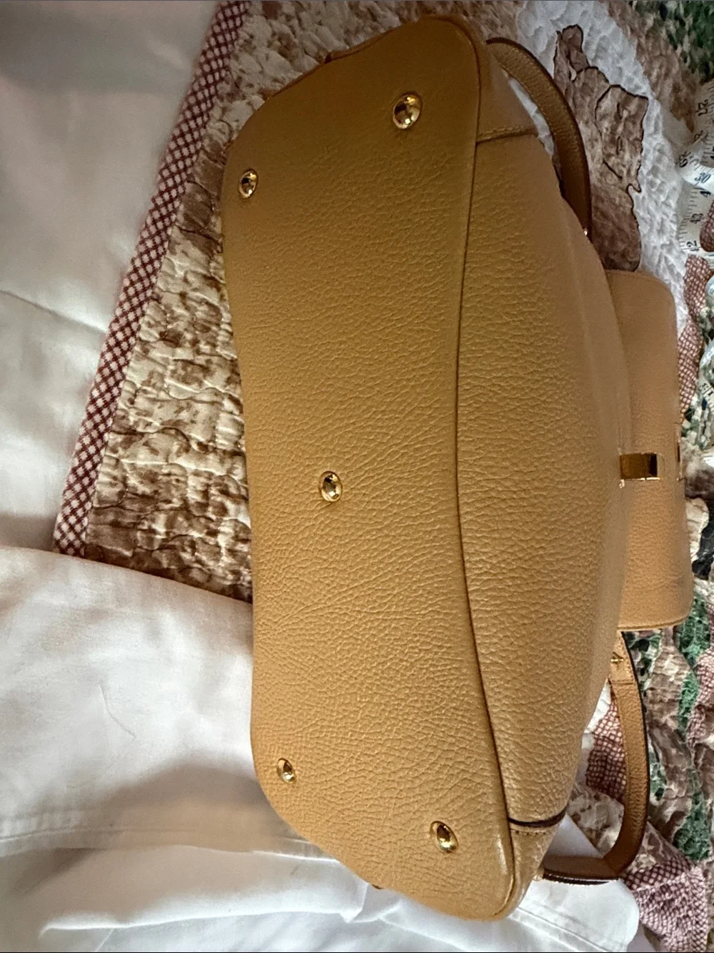 Women’s MCM Milla  Leather Top-Handle Satchel - Tan color.
